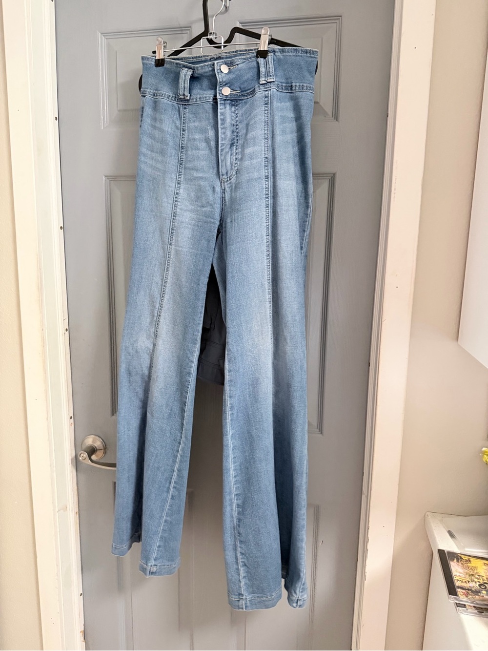 Flying Tomato Light Blue High-Rise Wide Leg Jeans with Front Seam